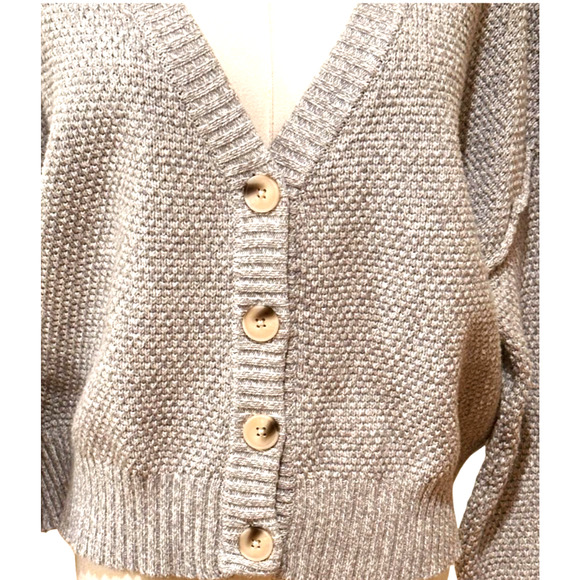 Sincerely Jules Gray Relaxed Drop Shoulder Cardigan Large Academia Preppy - Picture 2 of 9